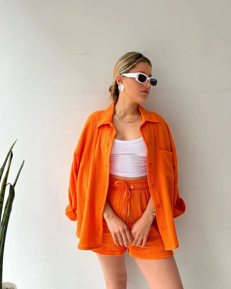 Casual, Spring Summer Set (Orange) - Lena