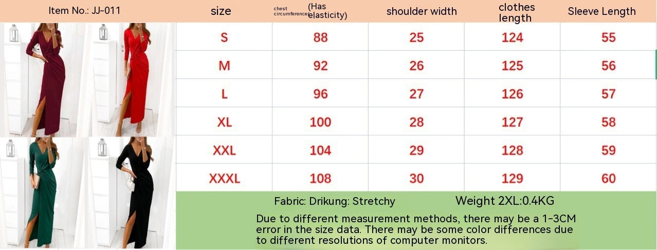 Solid Color Chest-wrapped Dress Mid-waist Temperament Commute Dress