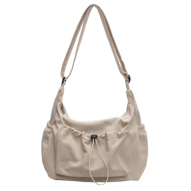 Drawstring Lightweight Shoulder Simple Fashion Crossbody Nylon Cloth Tote Bag