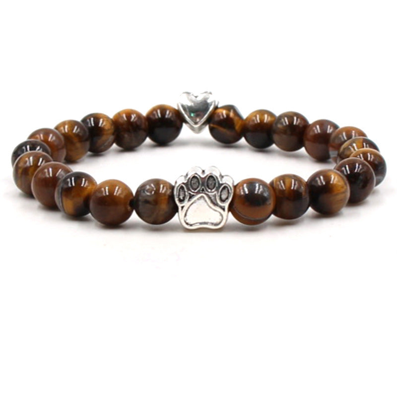 Natural Stone Tigereye Multi-color Stripe Agate Dog Hoof Bracelet