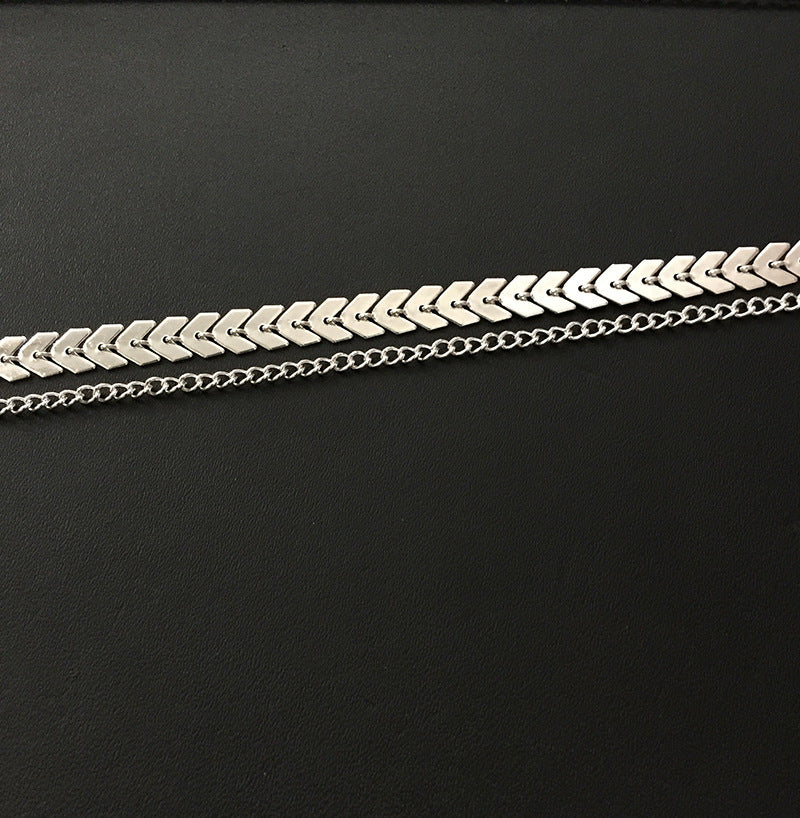Fishbone Clavicle Chain Sequined Short Necklace Necklace