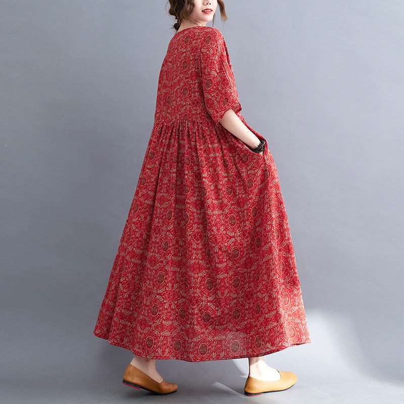 Women's Plus Size Print Short Sleeve Dress