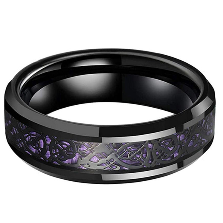 Tungsten Gold Men's 8mm Wide Jewelry Step Inlay
