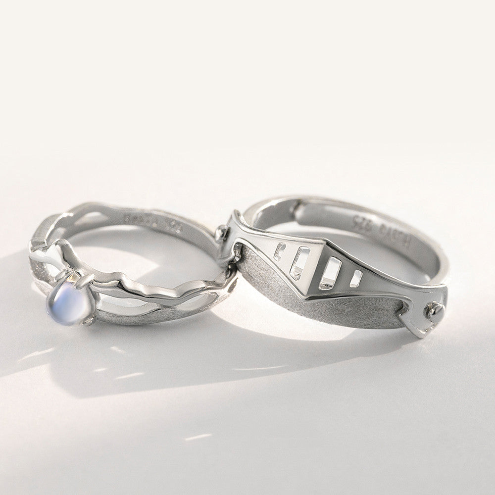 Blue Light Moonstone Rings Lovers' Romantic Ring