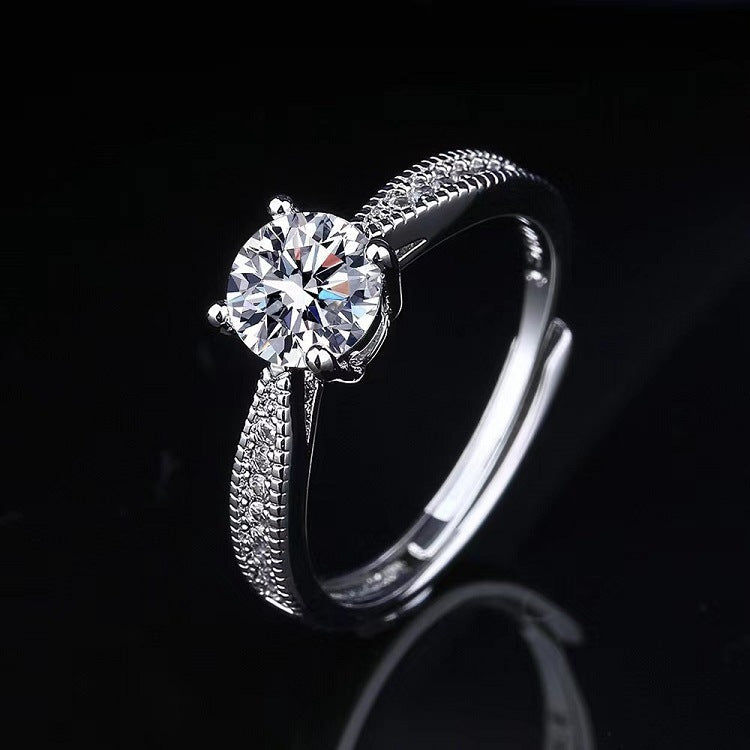 Moissanite Classic Six-claw 1 Karat Open Rings