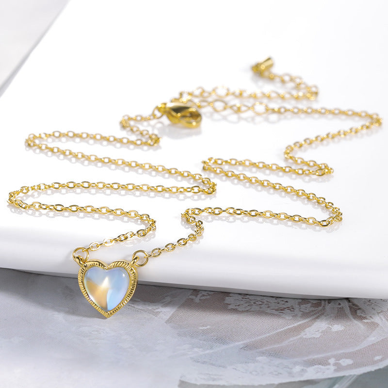 Romantic Heart Necklace Copper Zircon Pendant Necklace