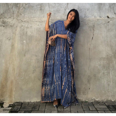 Cotton Beach Cover-up Caftan Dress - Lena
