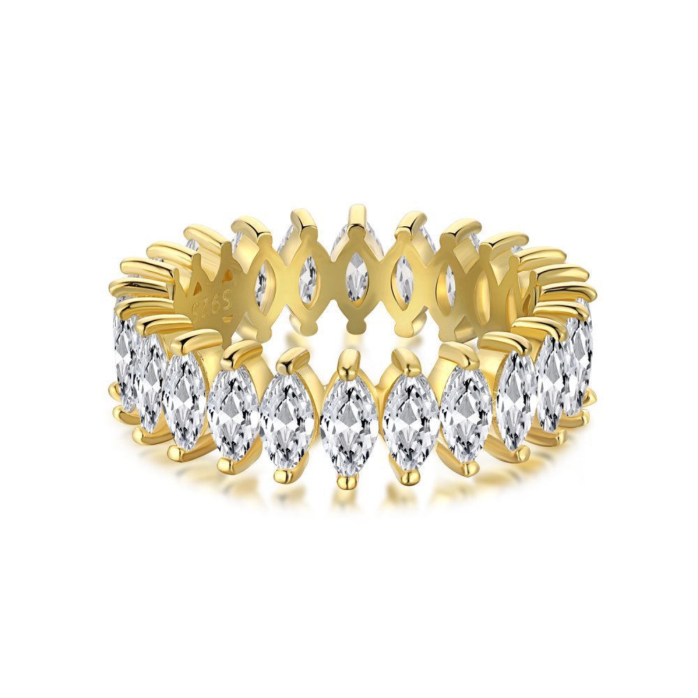 Sterling Silver Ring Zircon Full Diamond Row Ring Niche