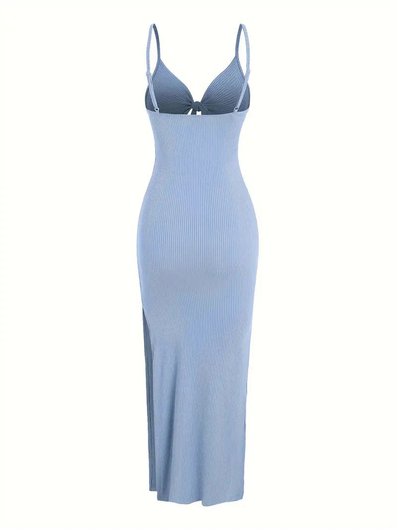 Women's Fashion Suspenders Slit Slim-fitting Dress