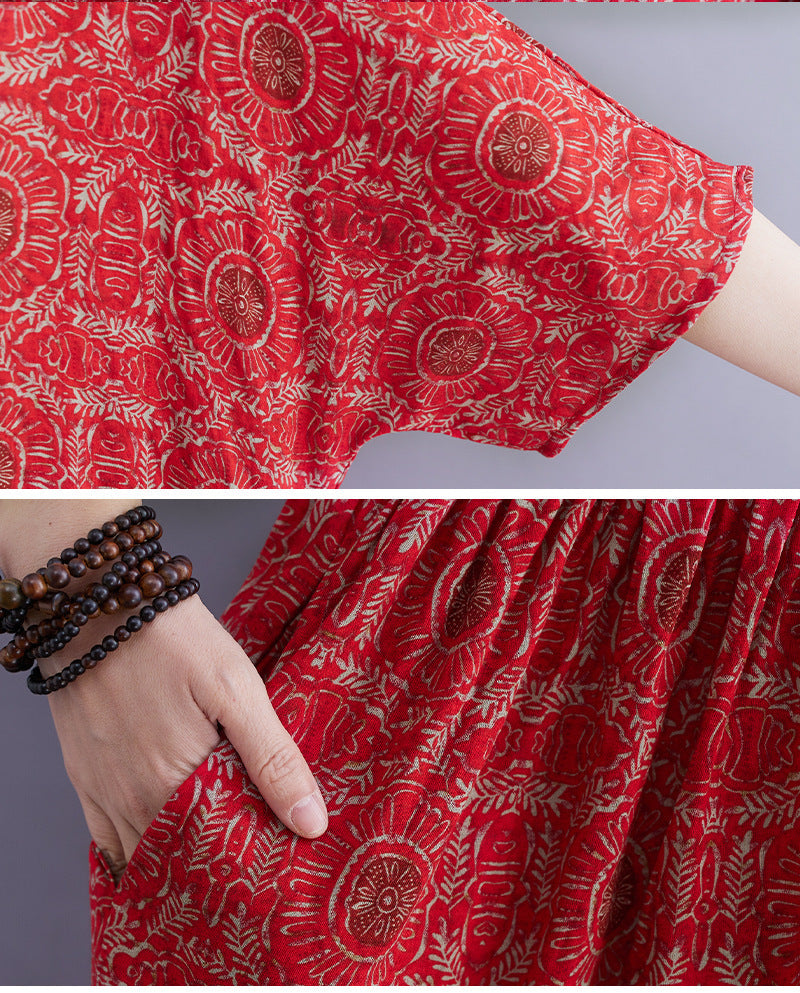 Women's Plus Size Print Short Sleeve Dress