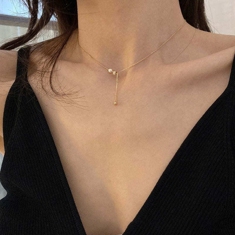 Double-layer Pearl Camellia Necklace