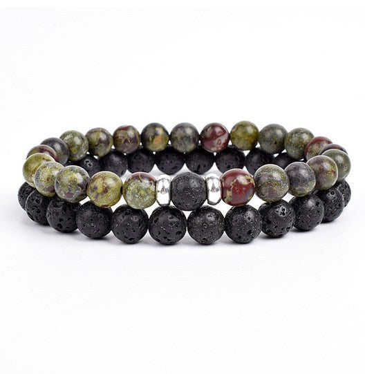 2 Pieces A Set Of 8mm Black And White Malachite Bracelets