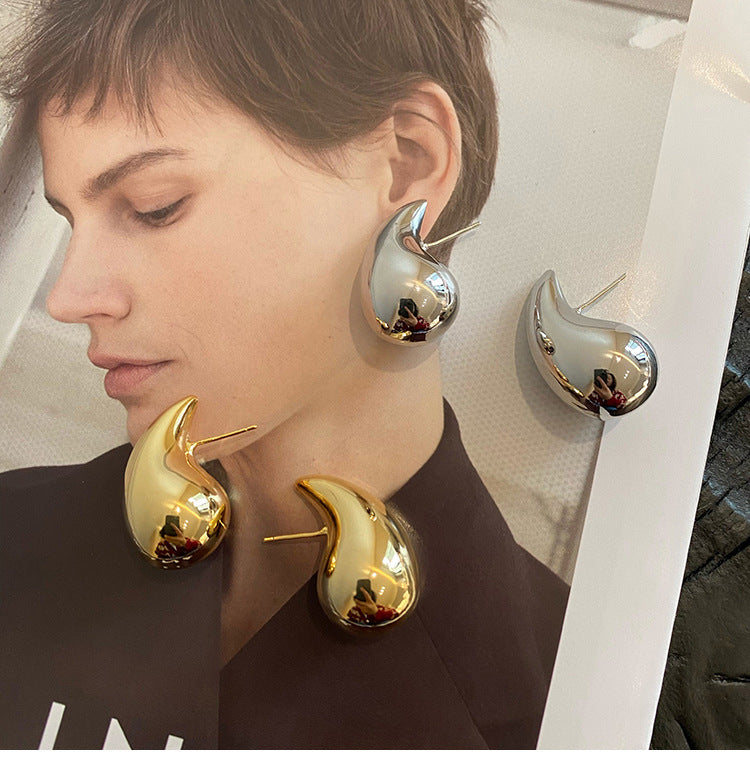 Ins Metal Cold Style Drop-shaped Earrings For Women