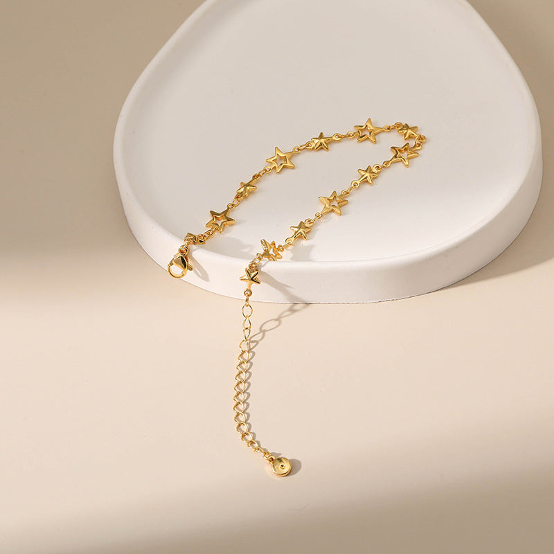 Star Niche Copper Plated 18K Real Gold White Sweet Bracelet