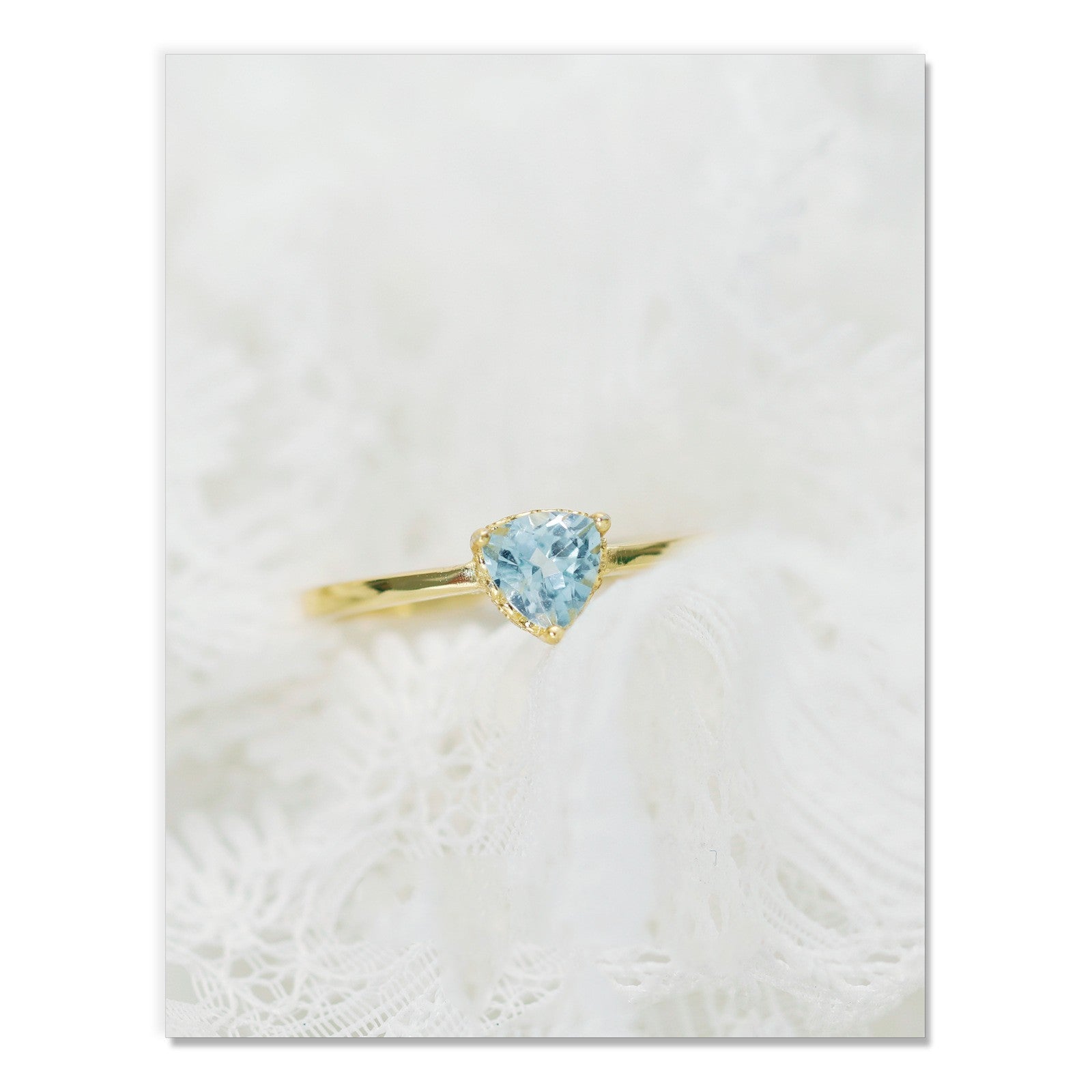 925 Silver Sky Blue Topa Triangle Cut Ring Adjustable