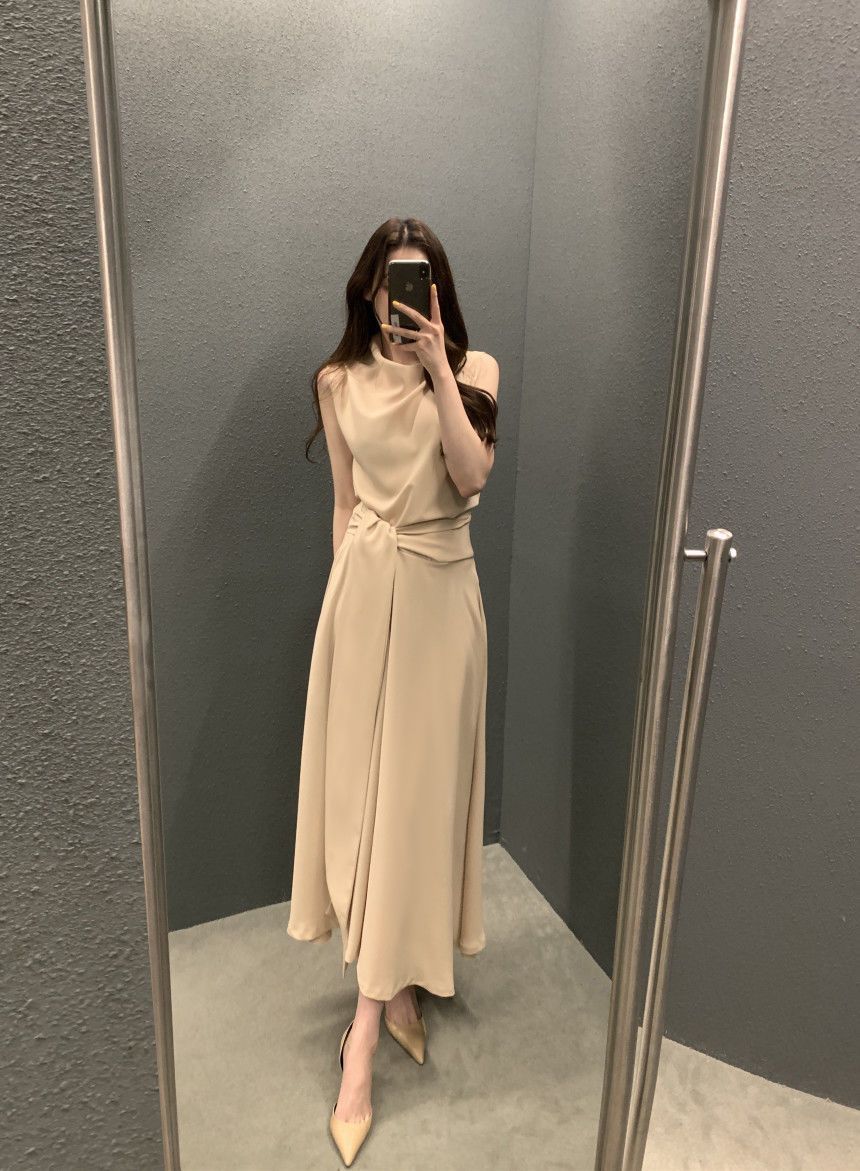 Hei Hei Collar Strap Waisting Sleeveless Vestdress