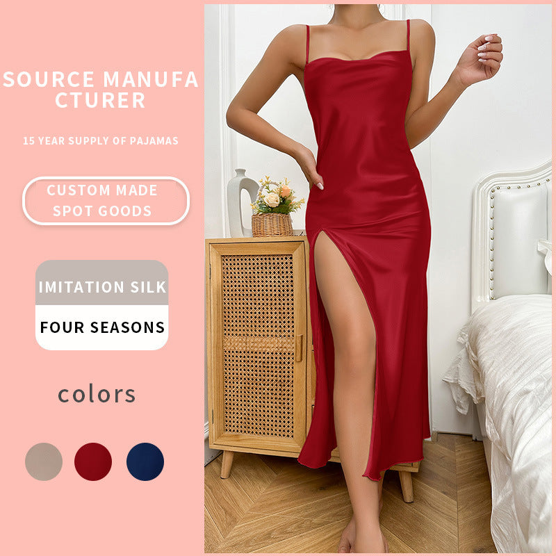 Solid Color Suspender Skirt Sexy Pajamas Dress
