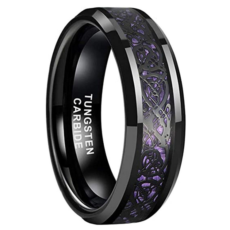 Tungsten Gold Men's 8mm Wide Jewelry Step Inlay