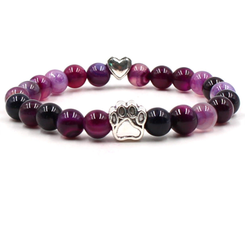 Natural Stone Tigereye Multi-color Stripe Agate Dog Hoof Bracelet