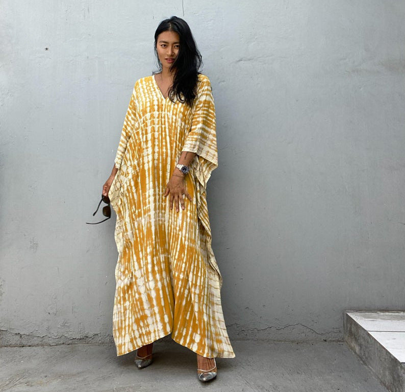 Cotton Beach Cover-up Caftan Dress - Lena