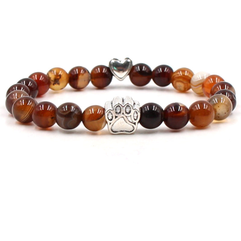 Natural Stone Tigereye Multi-color Stripe Agate Dog Hoof Bracelet
