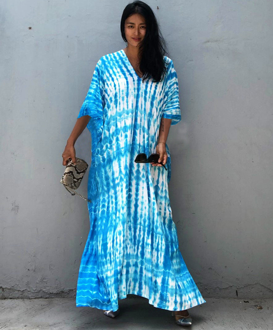 Cotton Beach Cover-up Caftan Dress - Lena