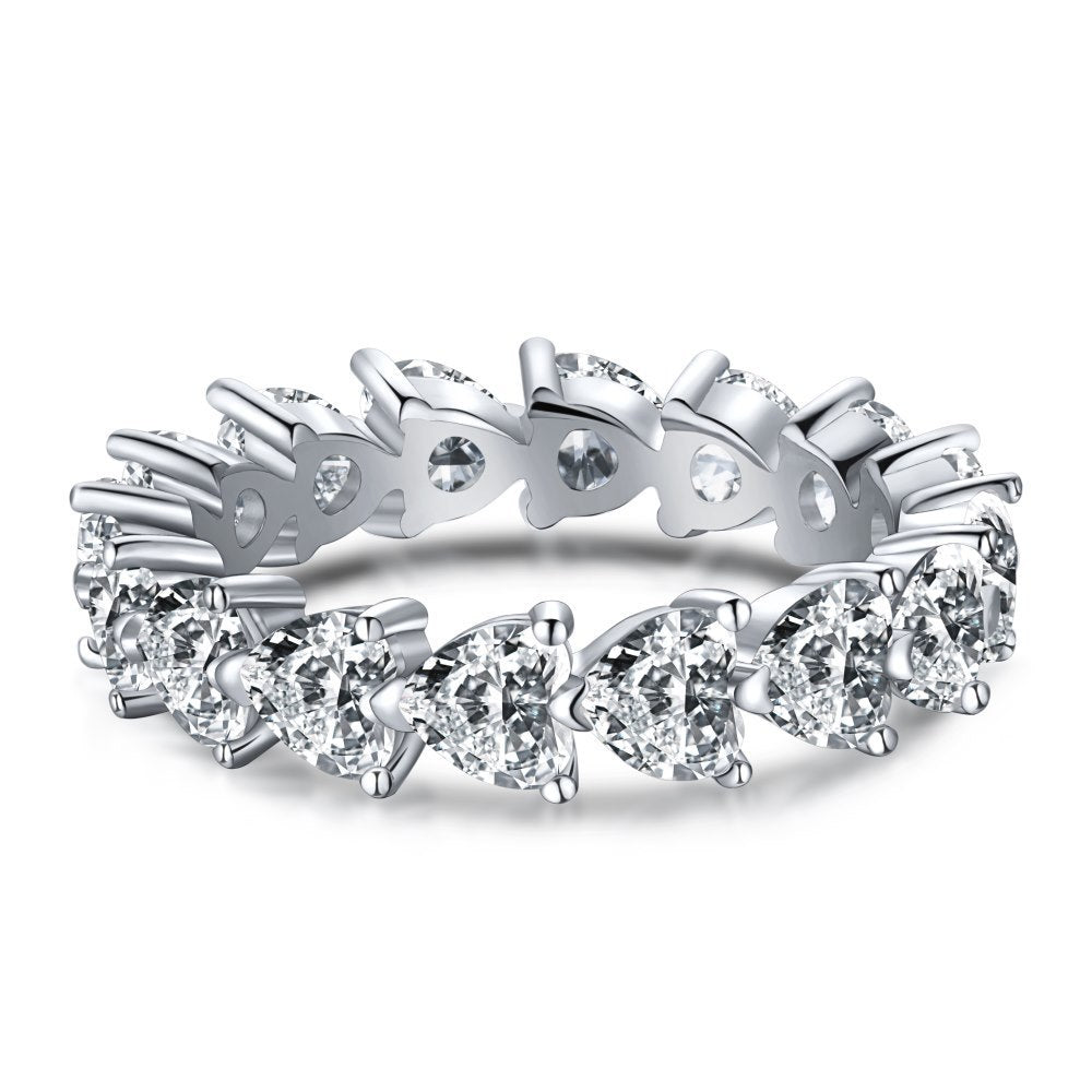 Sterling Silver Ring Zircon Full Diamond Row Ring Niche