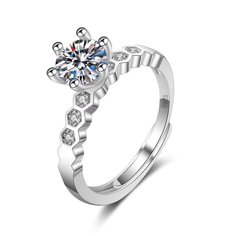 Moissanite Classic Six-claw 1 Karat Open Rings