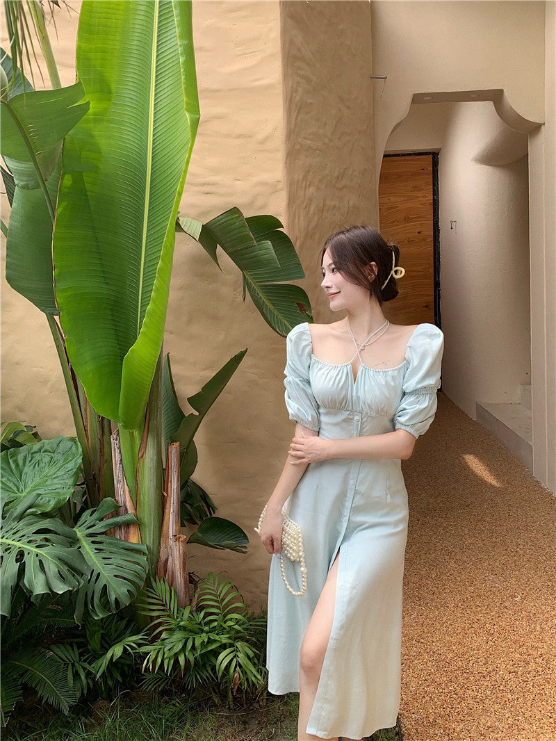 Aesthetic Chic Square Neck Maxi Dress