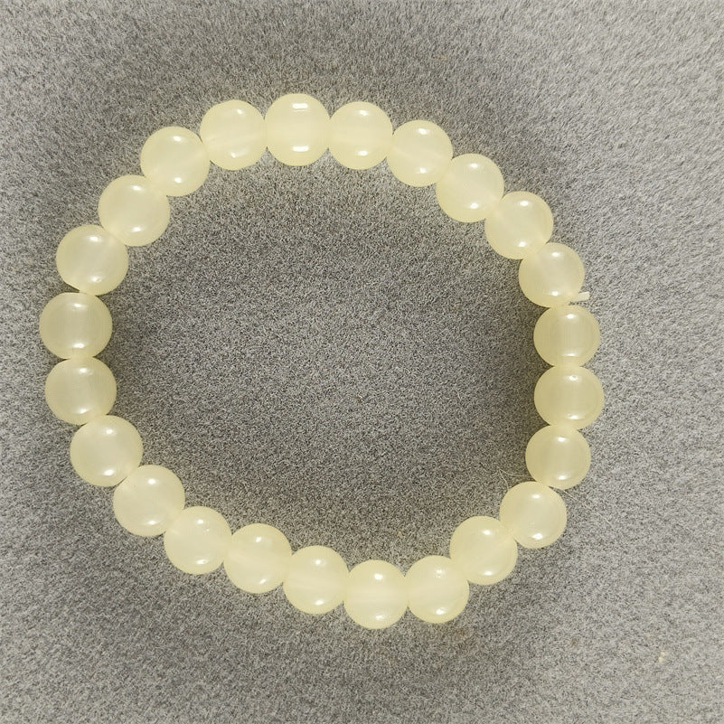 Vintage Artificial Jade Bead Bracelet Acrylic Beaded 8MM