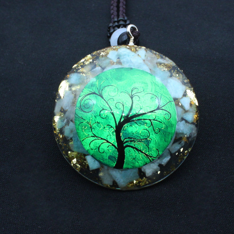 Gravel Tree Of Life Pendant Resin Necklace
