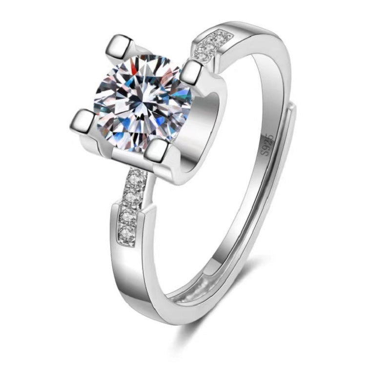 Moissanite Classic Six-claw 1 Karat Open Rings