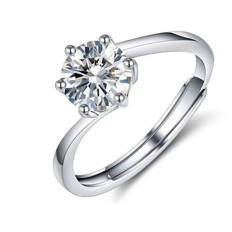 Moissanite Classic Six-claw 1 Karat Open Rings