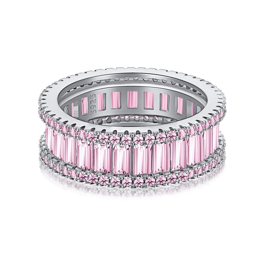 Sterling Silver Ring Zircon Full Diamond Row Ring Niche