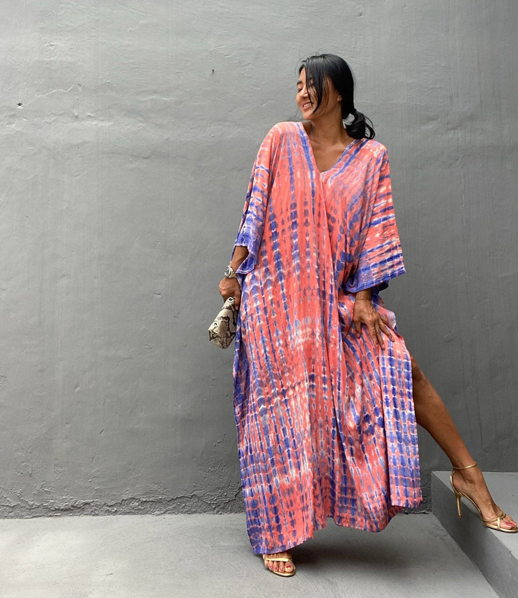 Cotton Beach Cover-up Caftan Dress - Lena