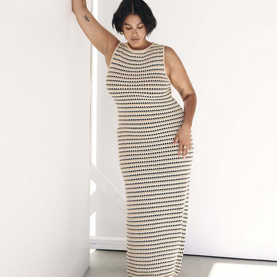 Knitted Hollow-out Long Sleeveless Knitted Dress - Lena