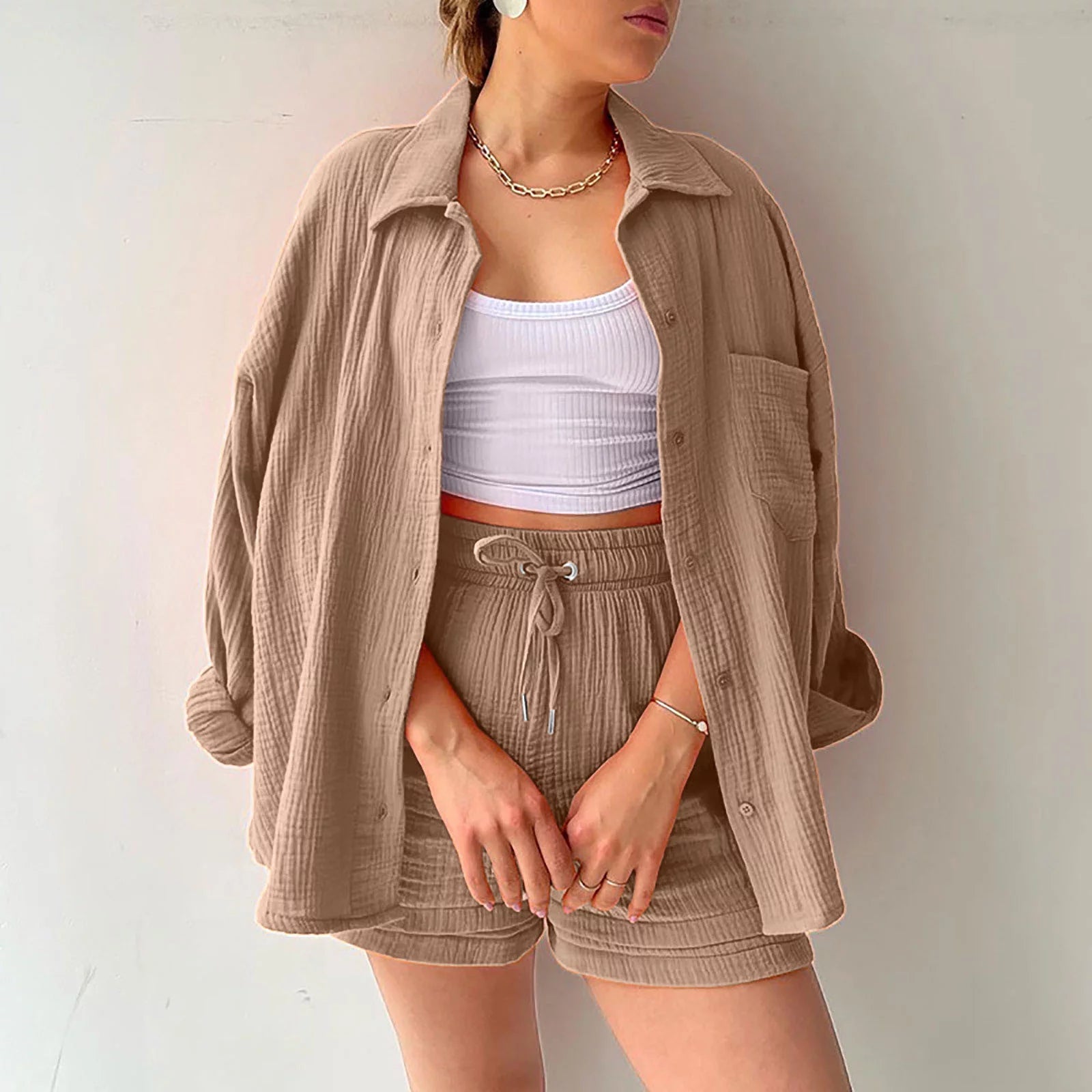 Casual, Spring Summer Set (Khaki) - Lena