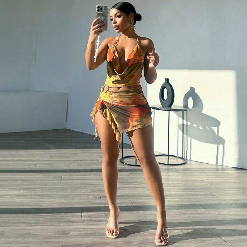 Women's Fashion Backless Lace-up Dress