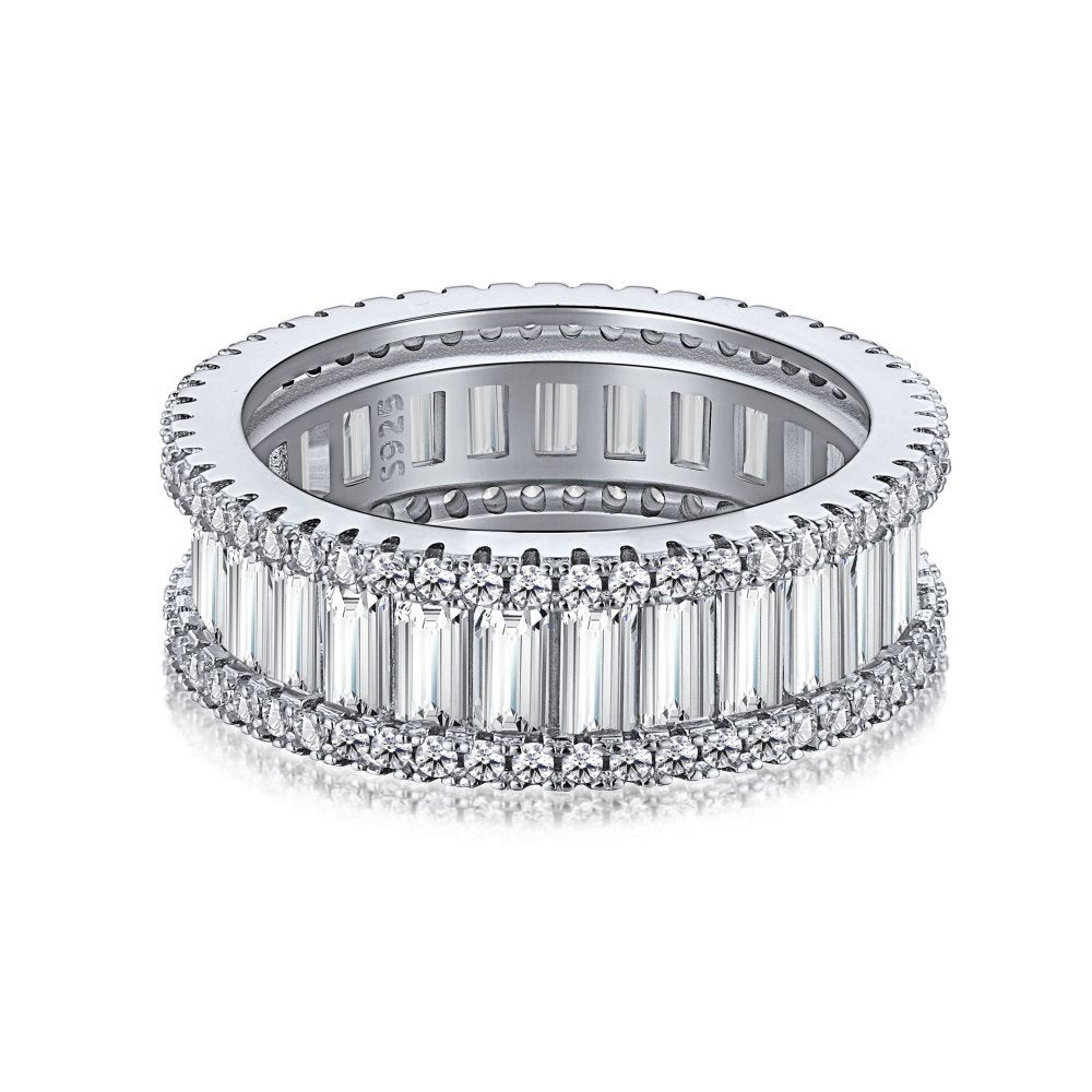 Sterling Silver Ring Zircon Full Diamond Row Ring Niche