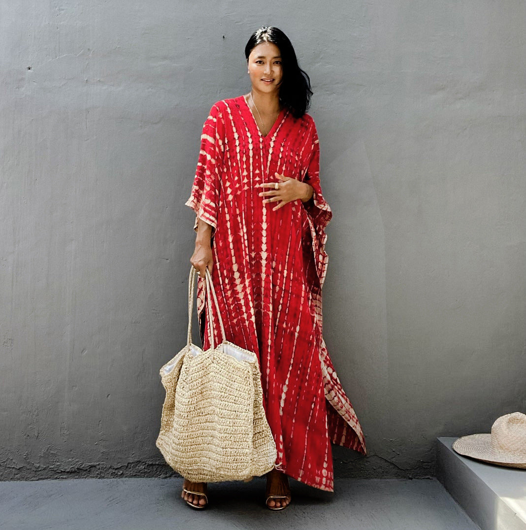 Cotton Beach Cover-up Caftan Dress - Lena