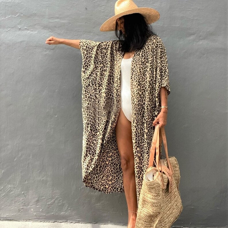 Casual, Beach Cover Up (Yellow Leopard) - Lena™ - Lena